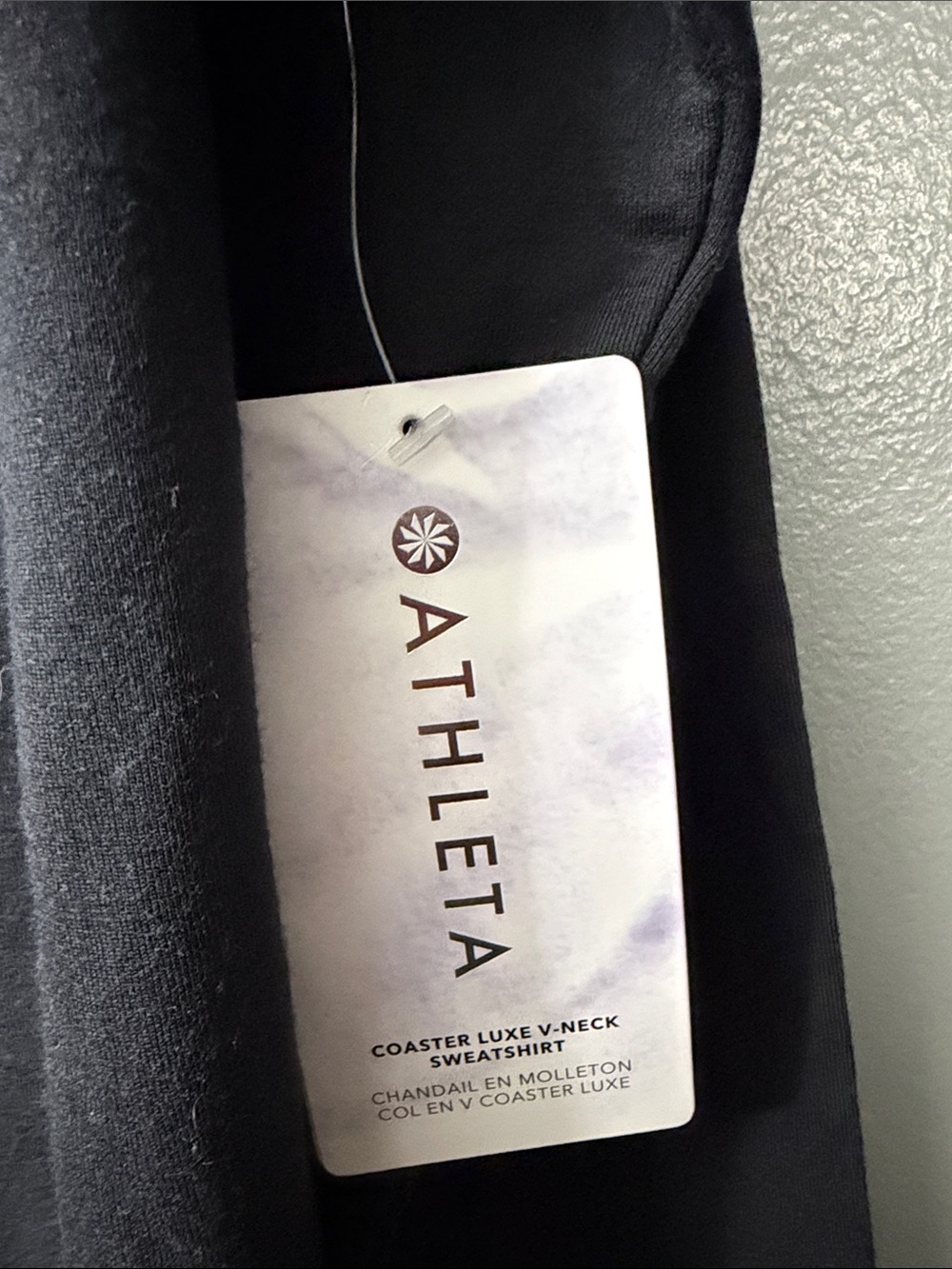 Athleta coaster luxe Black V-Neck Pullover Sweatshirt Large - Picture 3 of 7